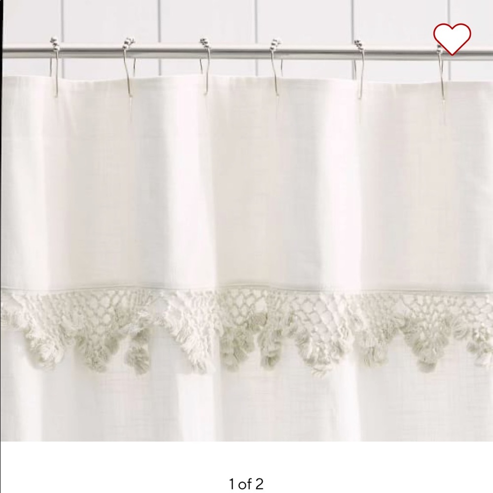 Pottery Barn Crochet Trim Shower Curtain